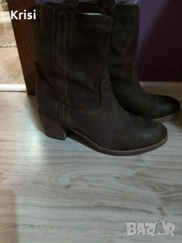 Дамски каубойски ботуши естествен велур, снимка 4 - Дамски ботуши - 52030308