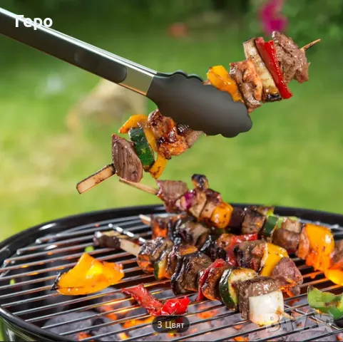 Кухненски щипки от неръждаема стомана със силиконови върхове -27см., снимка 3 - Други - 48508770