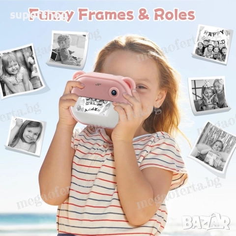 Детски Фотоапарат камера с незабавен печат и функции „Направи си сам“, снимка 10 - Други - 52514127