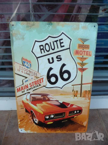 Метална табела кола Route 66 US Щатите магистралата крайпътно заведение реклами