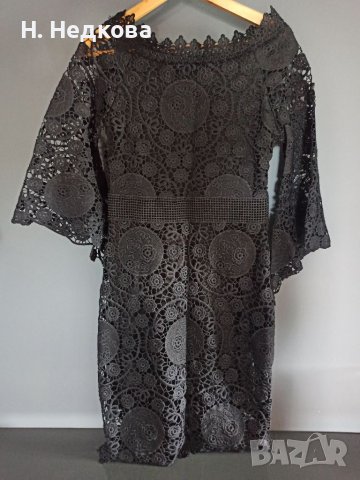 Черна дантелена рокля, снимка 2 - Рокли - 37995536