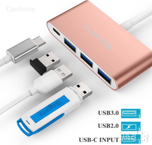 LENTION 4-в-1 USB-C хъб с 3 USB 3.0 и захранване Type C PD(CB-C13se), снимка 2 - Други - 38547982