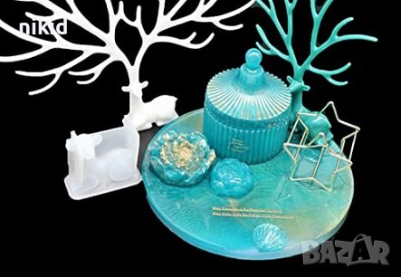 3d сърна елен силиконов молд форма калъп смола шоколад фондан гипс свещ сапун декор украса, снимка 4 - Форми - 39299424