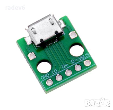 Адаптерна платка Micro USB, 5P, 2.54мм.