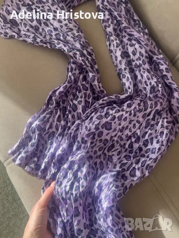 Лилав леопард шал коприна & вискоза, снимка 2 - Шалове - 47682453