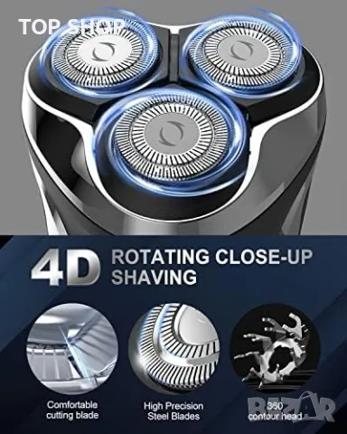 Нова Електрическа самобръсначка Rantizon с тример и водоустойчив дизайн, снимка 5 - Електрически самобръсначки - 49427424