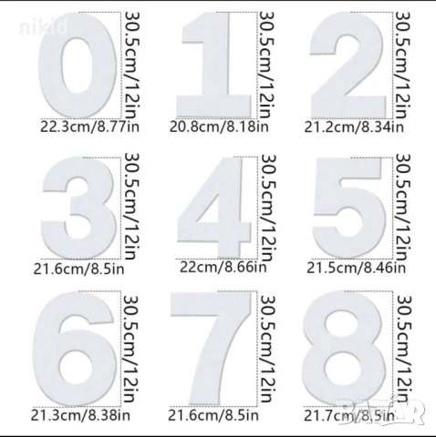 Големи многократни шаблони цифри числа за блат торта цифра пластмасов стенсил шаблон , снимка 9 - Форми - 25750311
