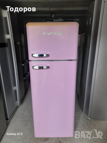Розов Ретро хладилник с горен фризер Wolkenstein GK212 4RT SP, снимка 1 - Хладилници - 43216389