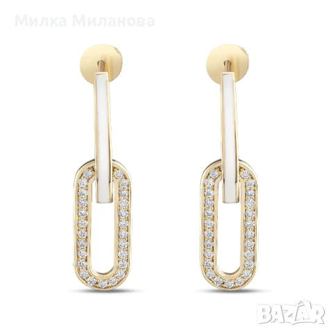Златни обеци с Диаманти Roberto Bravo, снимка 2 - Обеци - 51290231