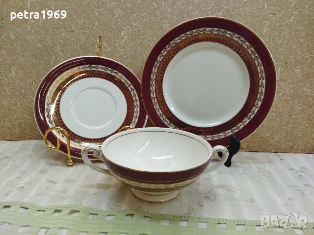 Троен порцеланов сет на MYOTT с купа с две дръжки, снимка 3 - Други ценни предмети - 49006429