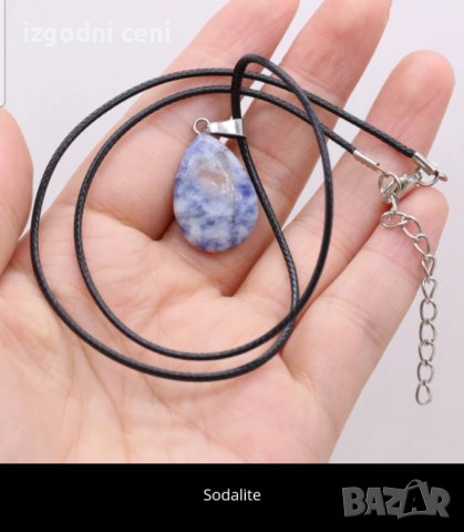 Колие с висулка капка от естествен камък - модел 6, снимка 1