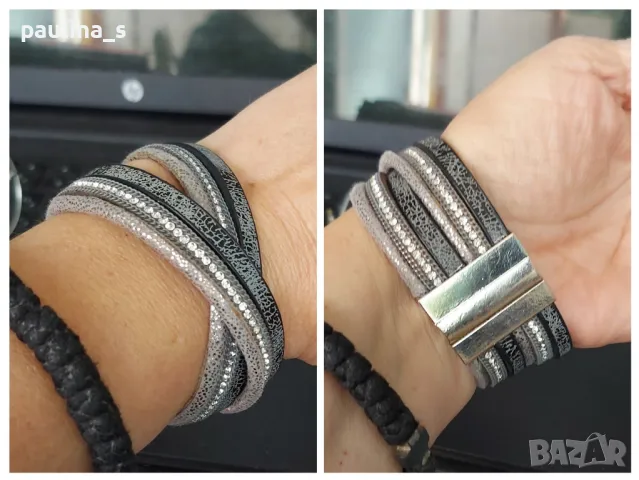 Два броя / Маркова гривна с магнитно закопчаване от стомана "Hallhuber" / ръчна изработка , снимка 9 - Гривни - 47201697