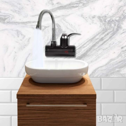 Нагревател за вода с гъвкав чучур, за стена/ за плот 3000W, черен