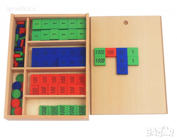 Дървен комплект Монтесори за ранно обучение математика в кутия , снимка 8 - Образователни игри - 34880431