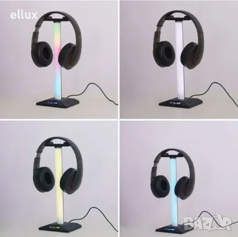 Геймърска RGB стойка за слушалки I-JMB LED / USB - 27 см, снимка 3 - Слушалки за компютър - 49631499