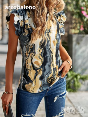 Дамско горнище с V-образно деколте и флорален темперамент, 4цвята, снимка 7 - Ризи - 44119677