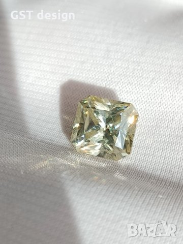 Промоция Уникален Топ Фенси бял шампанско 3+ карата Диамант Мойсанит Diamond Moissanite, снимка 1