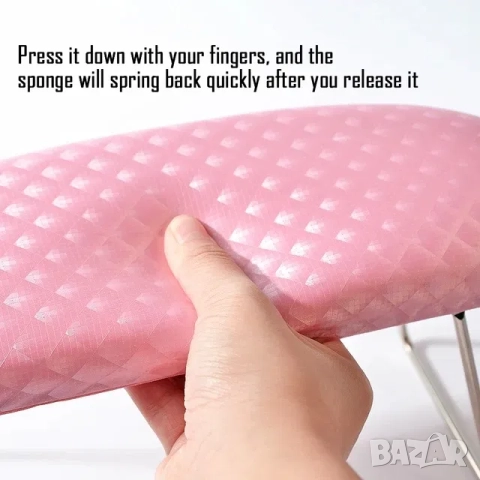 Стойка , възглавничка за маникюр Еко кожа Стомана Розова, снимка 4 - Педикюр и маникюр - 52210677