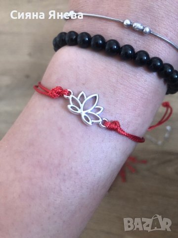 Три ръчнонаправени гривни с лотос, снимка 2 - Гривни - 37028287