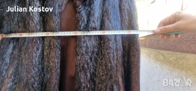 Дълго дамско палто от естествен косъм Нутрия и яка от Норка , снимка 4 - Якета - 51784928