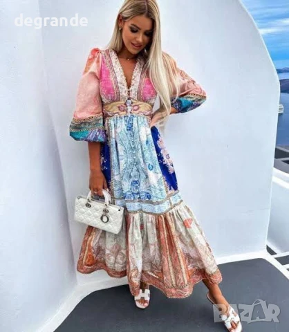 Дамска Дълга Ефирна Рокля Код A660, снимка 6 - Рокли - 50634160