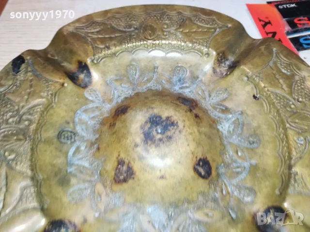 ПЕПЕЛНИК-МЕД/МЕСИНГ 17СМ ВНОС ГЕРМАНИЯ 0208252008LCHERY, снимка 9 - Антикварни и старинни предмети - 51230205