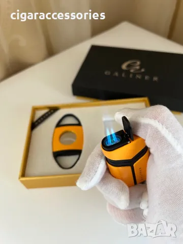 Подаръчен комплект GALINER – Запалка с два пламъка + ножичка за пури, снимка 3 - Запалки - 49879099