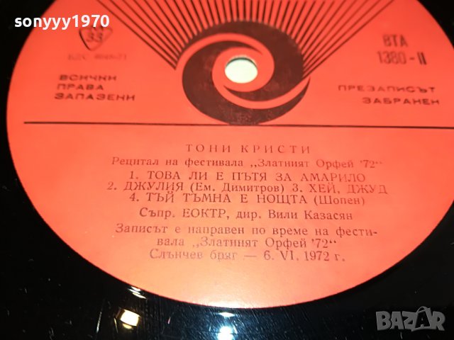 ТОНИ КРИСТИ-ПЛОЧА 2402231643, снимка 7 - Грамофонни плочи - 39792570