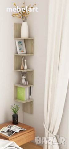 Ъглова етажерка цвят - Дъб крафт бял , снимка 2 - Етажерки - 39579586