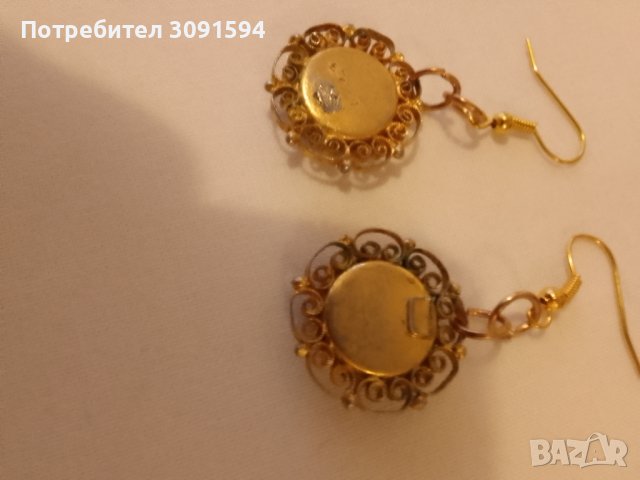 Стари обици с венецианска микро мозайка 1930 год, снимка 4 - Антикварни и старинни предмети - 44070648