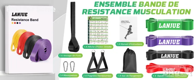 Комплект спортни еластични ленти 4 бр. 