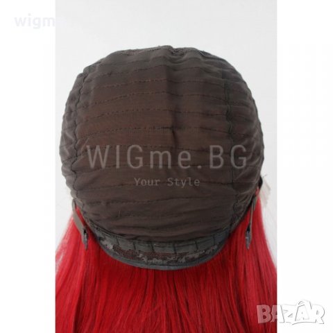 Къса права червена лейс фронт перука Лина, снимка 3 - Аксесоари за коса - 35571101