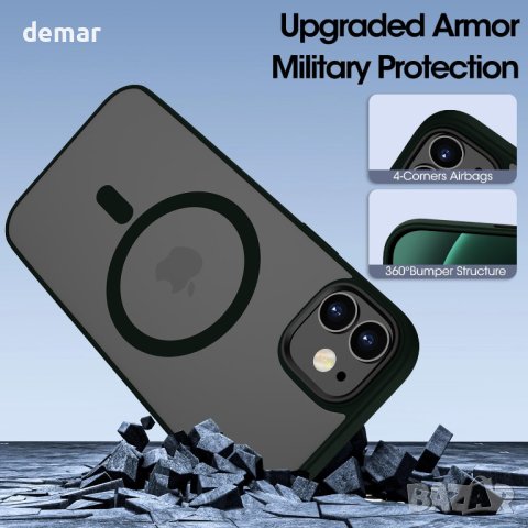 Магнитен калъф WXX за iPhone 12/iPhone 12 Pro, съвместим с MagSafe, 6.1” полупрозрачен зелен, снимка 3 - Калъфи, кейсове - 44104918