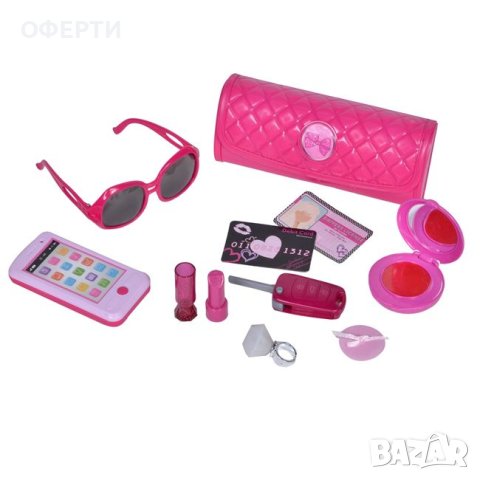  Розов комплект за красота с чанта, очила и ключове