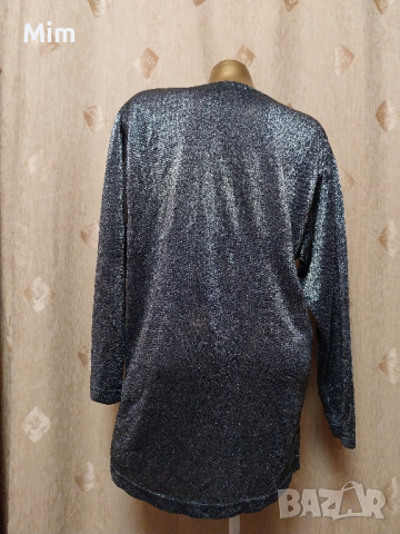 44/46 Блуза / туника /с дълъг ръкав от сребрист тънък брокат , снимка 6 - Туники - 44889402