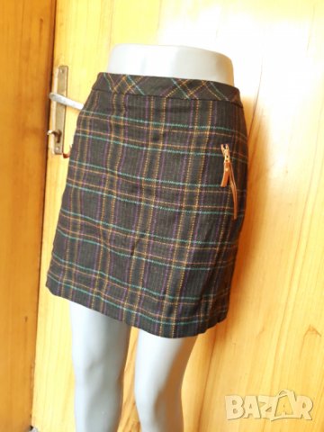 Черна карирана пола ниска талия с джобчета ХЛ, снимка 2 - Поли - 32975826