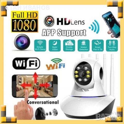 Безжична охранителна IP камера , WiFi, Инфрачервени IR диоди, Аларма, Слот за SD карта, снимка 17 - Камери - 38324554