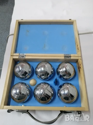 Топки за петанк, комплект в дървено куфарче