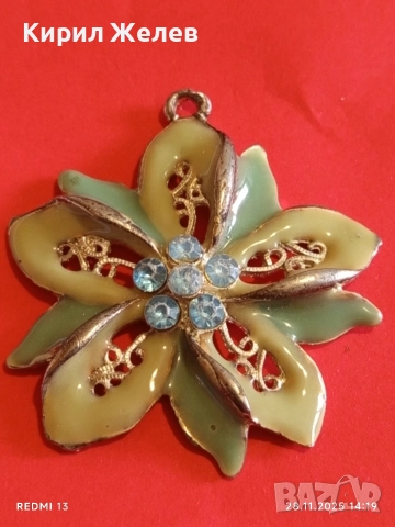 Висулка с флорален мотив лакирана зелен АКВАМАРИН 52198, снимка 4 - Колиета, медальони, синджири - 52573722