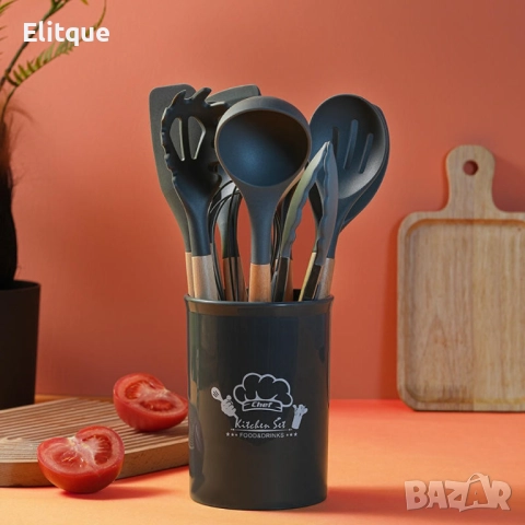 Комплект кухненски прибори от 12 бр. с дървена дръжка, снимка 17 - Други - 52861434