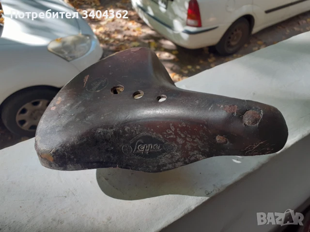 Стара маркова кожена седалка за велосипед Lepper