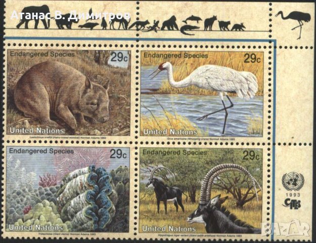 Чисти марки Фауна 1993 от ООН - Ню Йорк