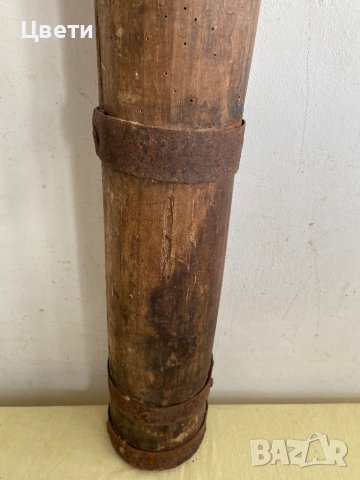 Стара, дървена бучка с метален обков, снимка 5 - Антикварни и старинни предмети - 43924626
