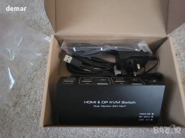 VPFET HDMI&DP KVM превключвател 2 монитора 2 компютъра 4K120HZ 8K60HZ, снимка 8 - Кабели и адаптери - 44081912