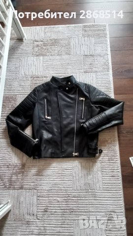 Дамско кожено яке, размер L, снимка 3 - Якета - 43488814
