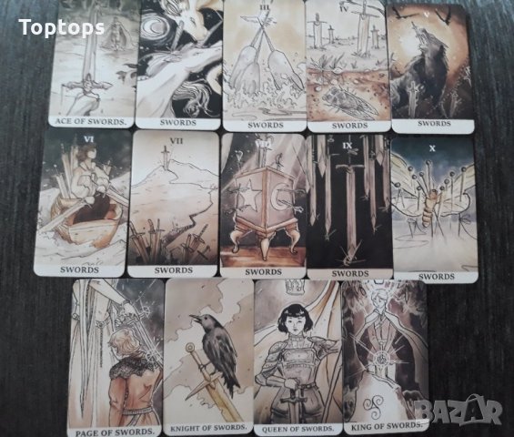 Таро карти, различни от масовите: Ink Witch Tarot & Linestrider Tarot, снимка 16 - Карти за игра - 33677966