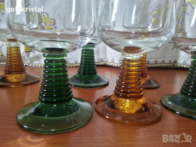 Ретро стъклени чаши цветно стъкло , снимка 4 - Антикварни и старинни предмети - 44927570