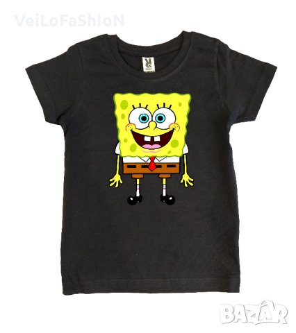 Нова детска тениска в черен цвят със Спондж боб (SpongeBob)