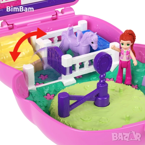 Игрален комплект Polly Pocket с аксесоари в чантичка - Пони родео, снимка 4 - Кукли - 52496133