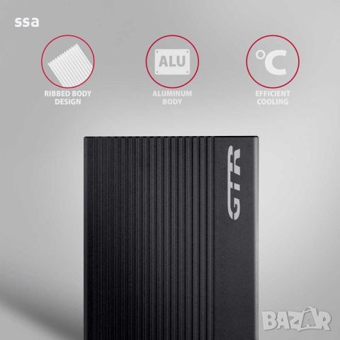 AXAGON EE25-GTR USB-C 3.2 Gen 2 - SATA 6G, 2.5" External RIBBED box, снимка 6 - Други - 43188261